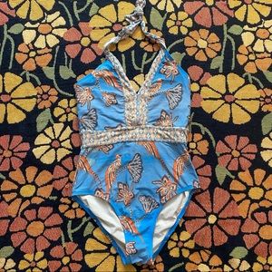 Anthropologie Mermaid Birds of Paradise One Piece